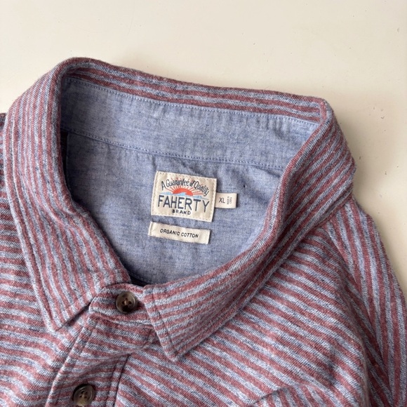 Faherty Men’s Soft Organic Cotton Stripe Polo Shirt Size XL Red Blue - Picture 2 of 8